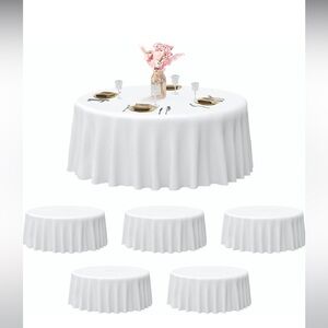 COPY - EMART Round Tablecloth White Circular Polyester 120 Inch diameter